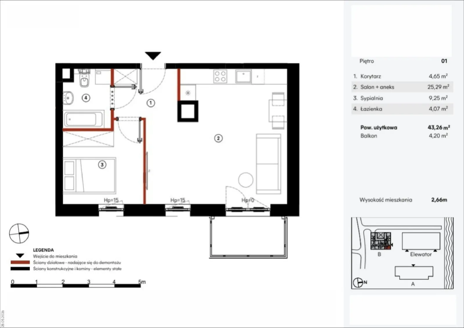 Floor plan: Apartment no. B.1.3