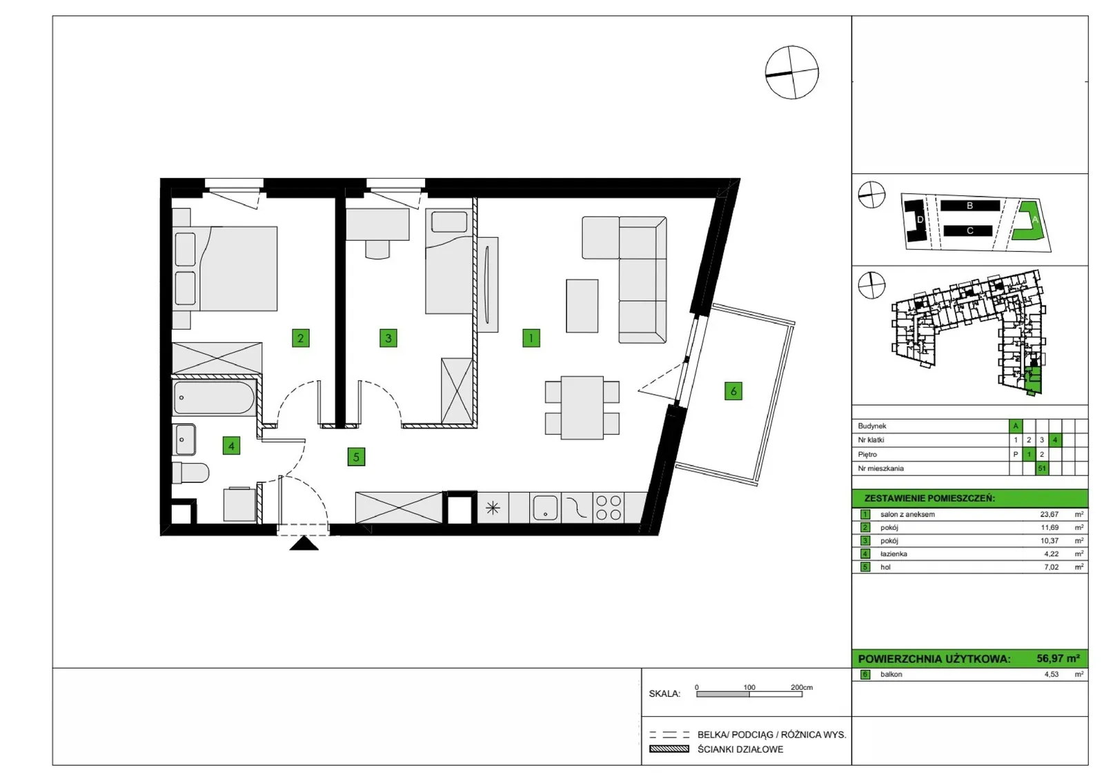 Floor plan: Apartment no. A51