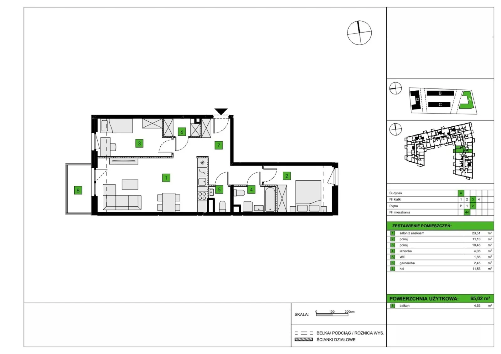 Floor plan: Apartment no. A44