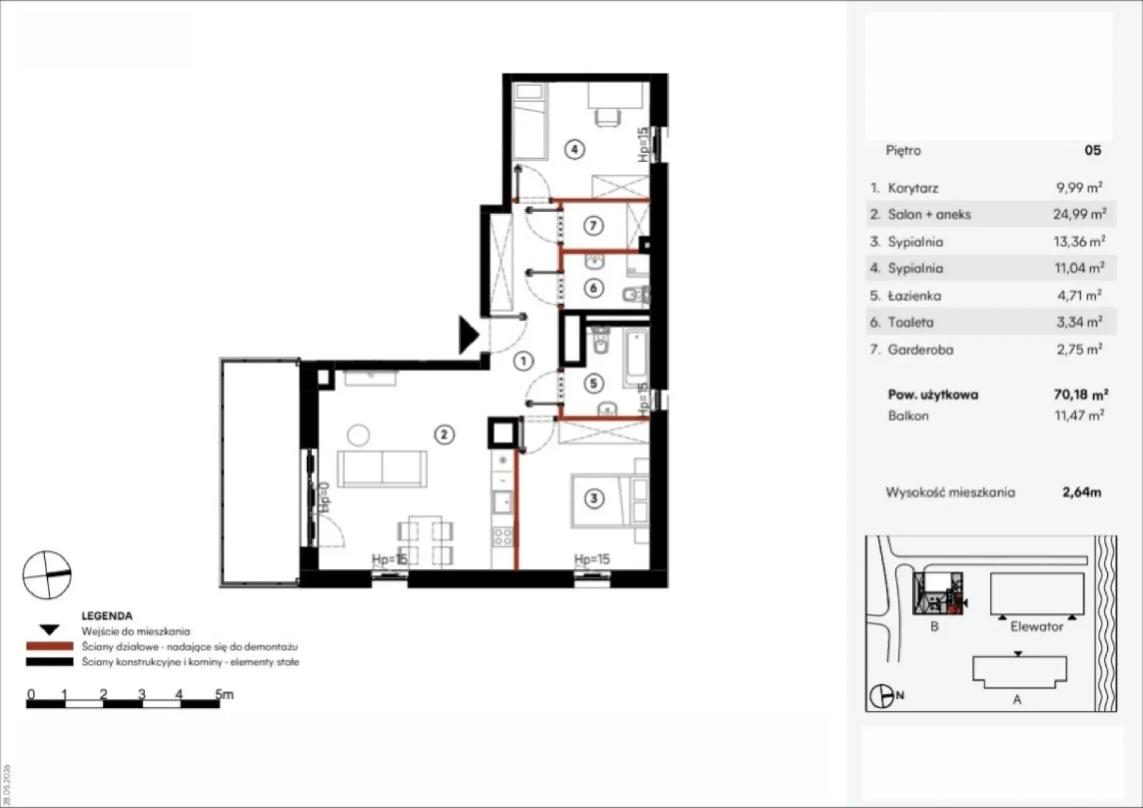Floor plan: Apartment no. B.5.2