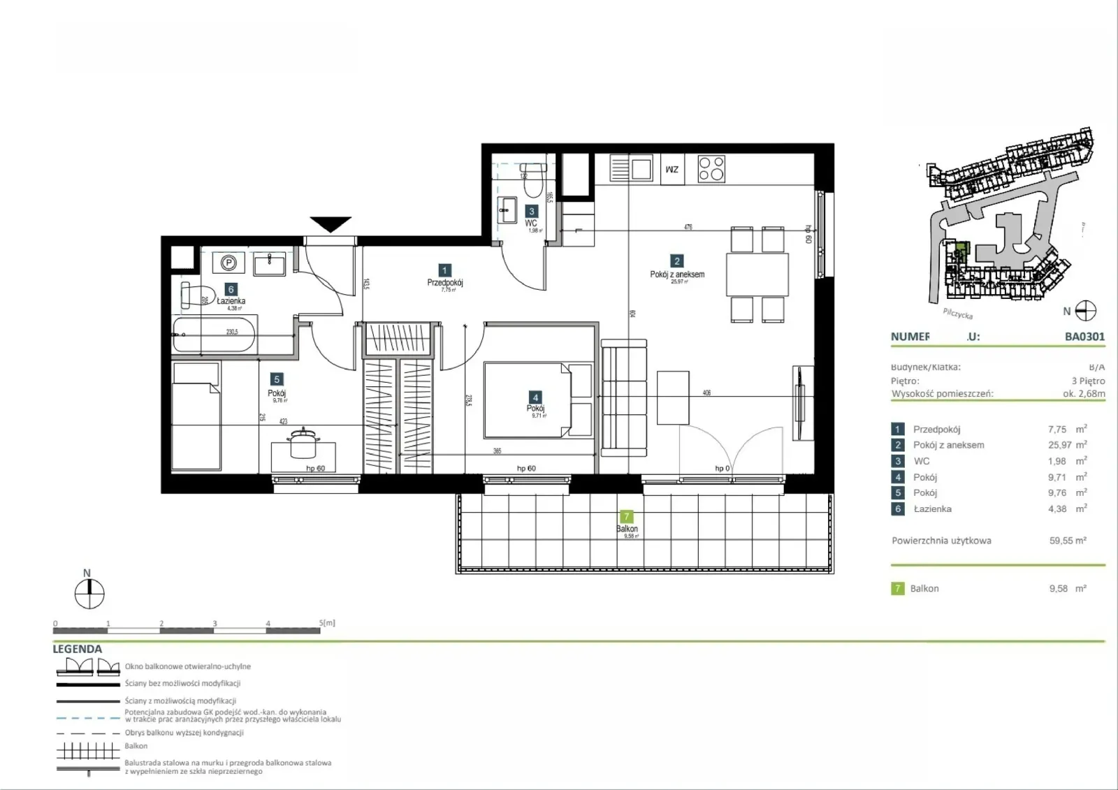Floor plan: Apartment no. BA0301