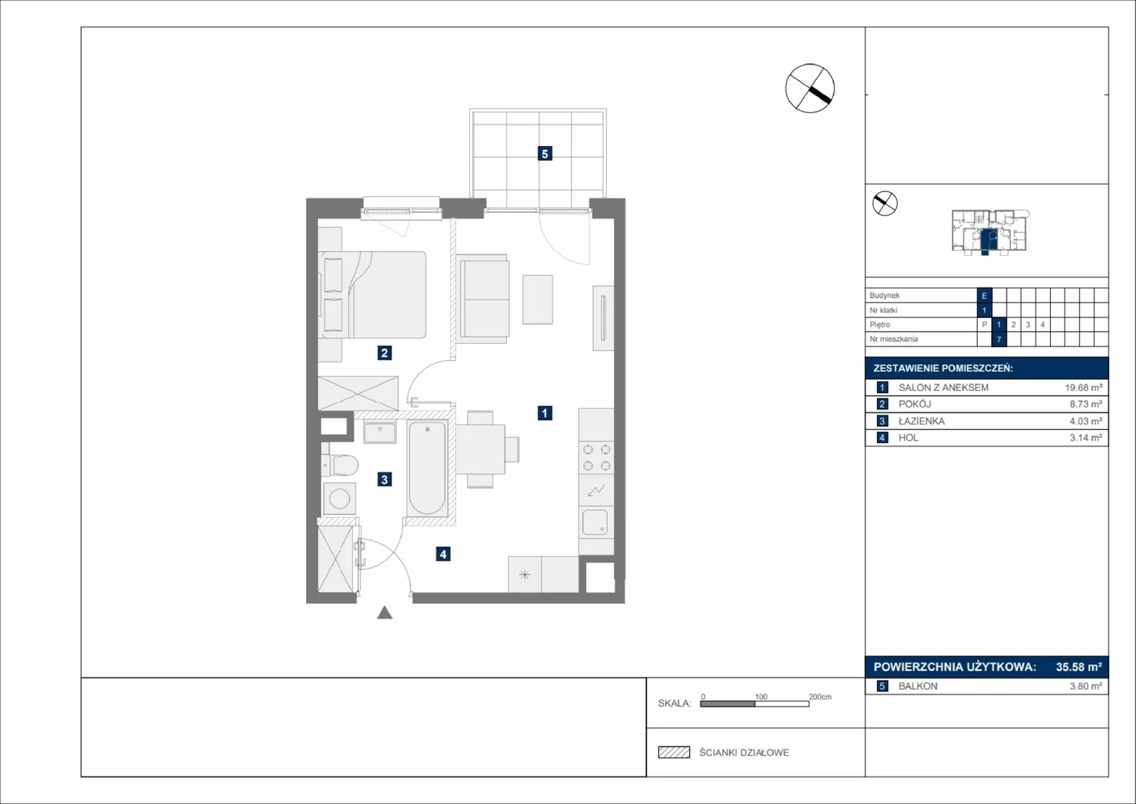 Floor plan: Apartment no. E7