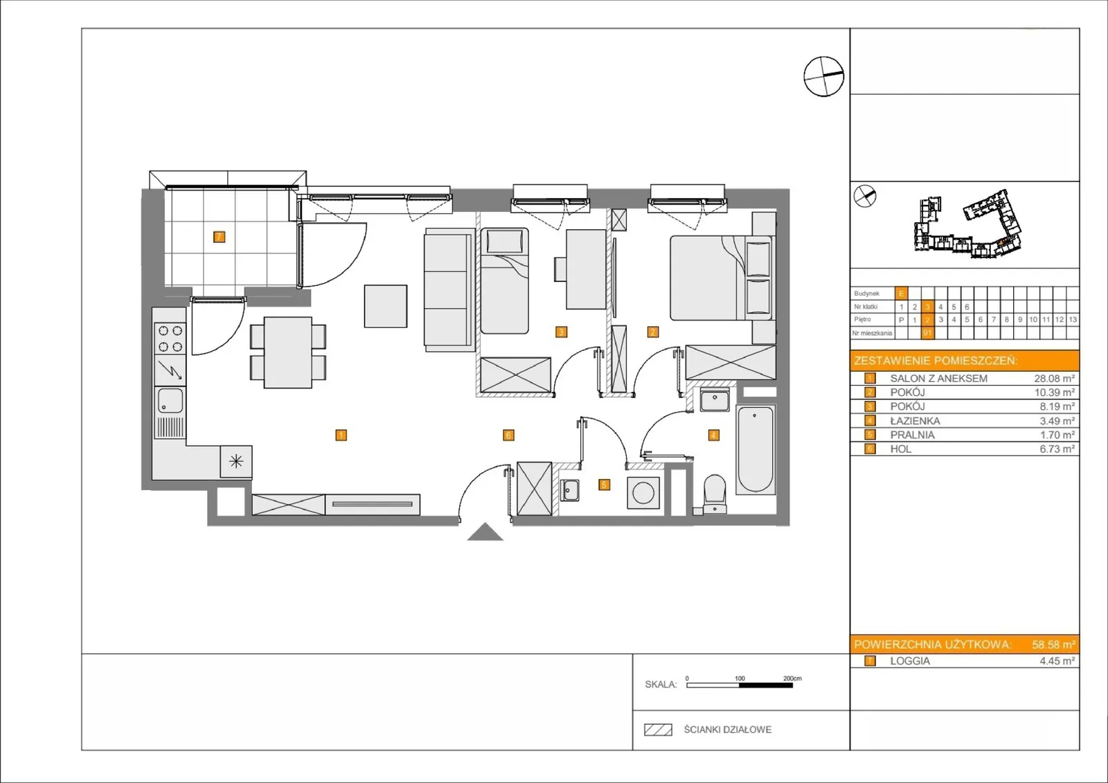 Floor plan: Apartment no. E91