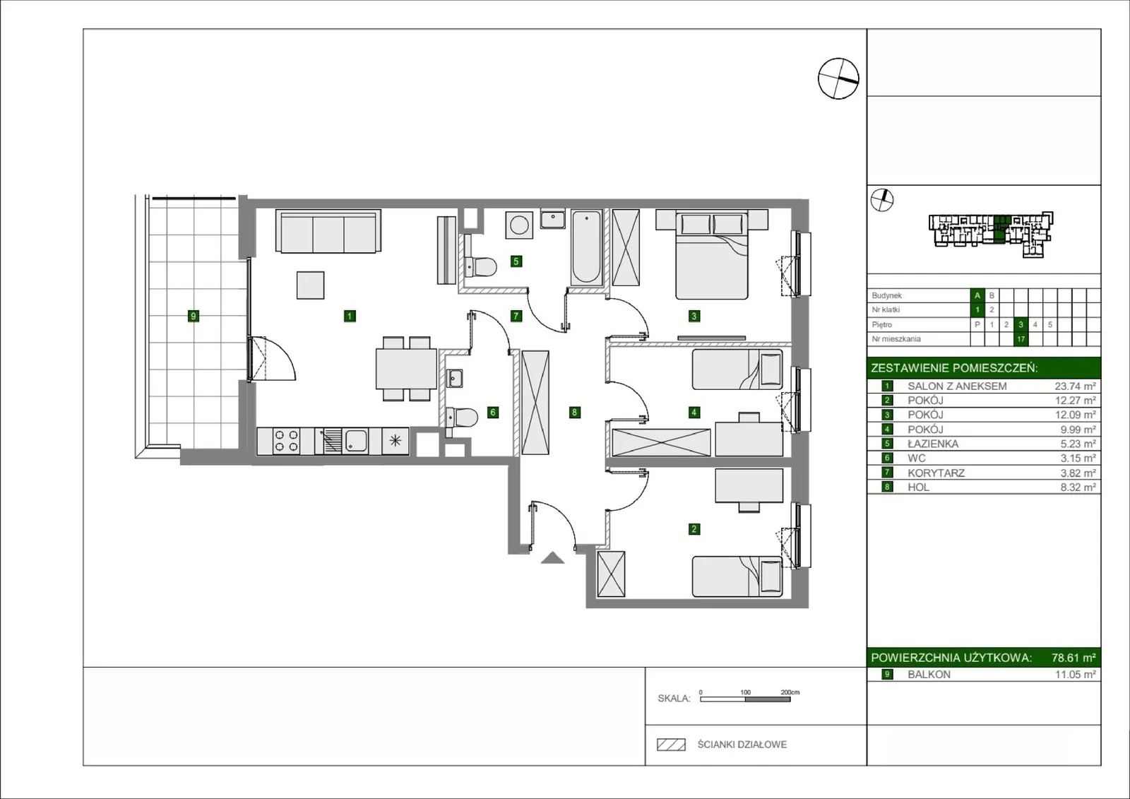 Floor plan: Apartment no. A17