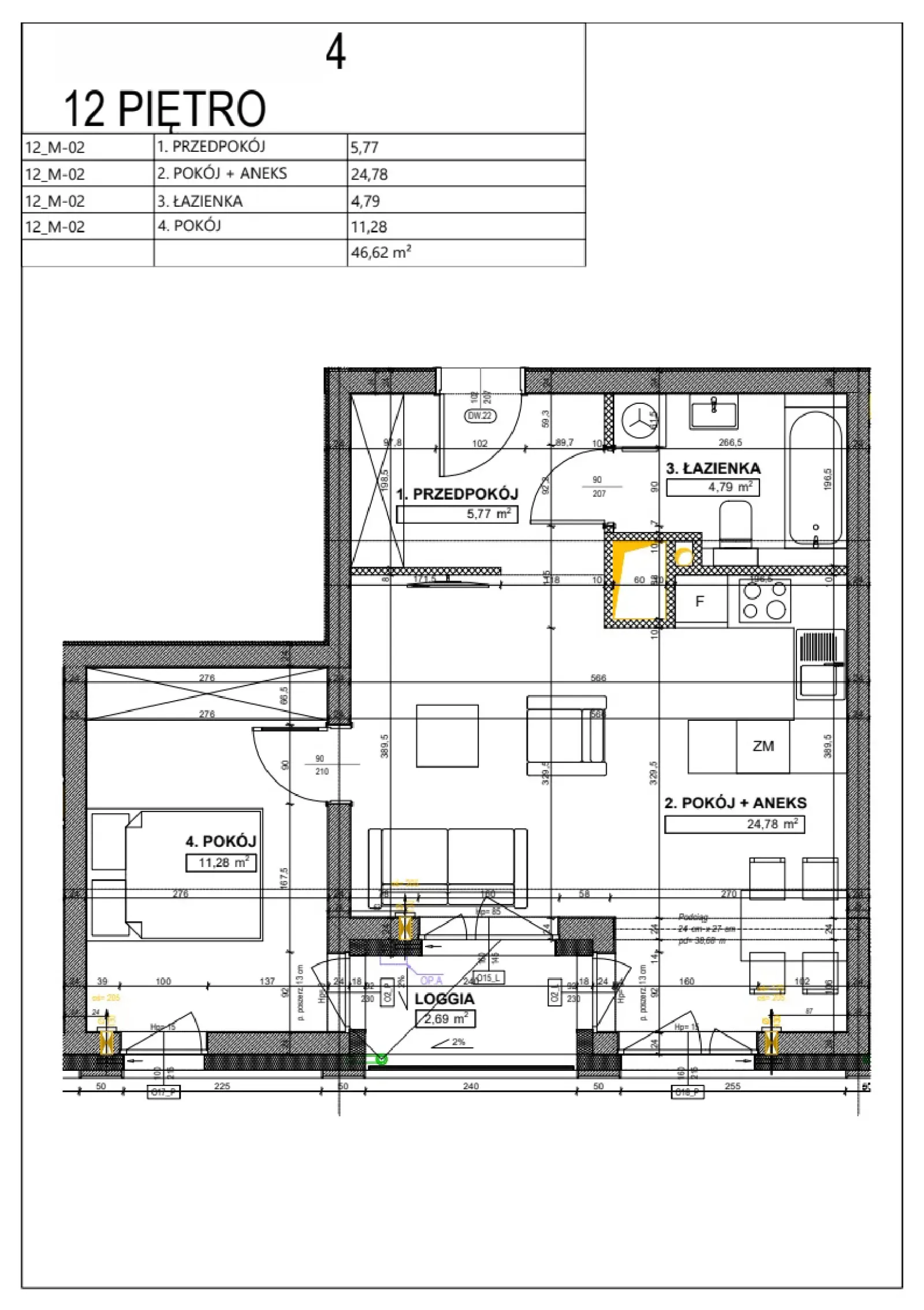 Планировка: Квартира № B124
