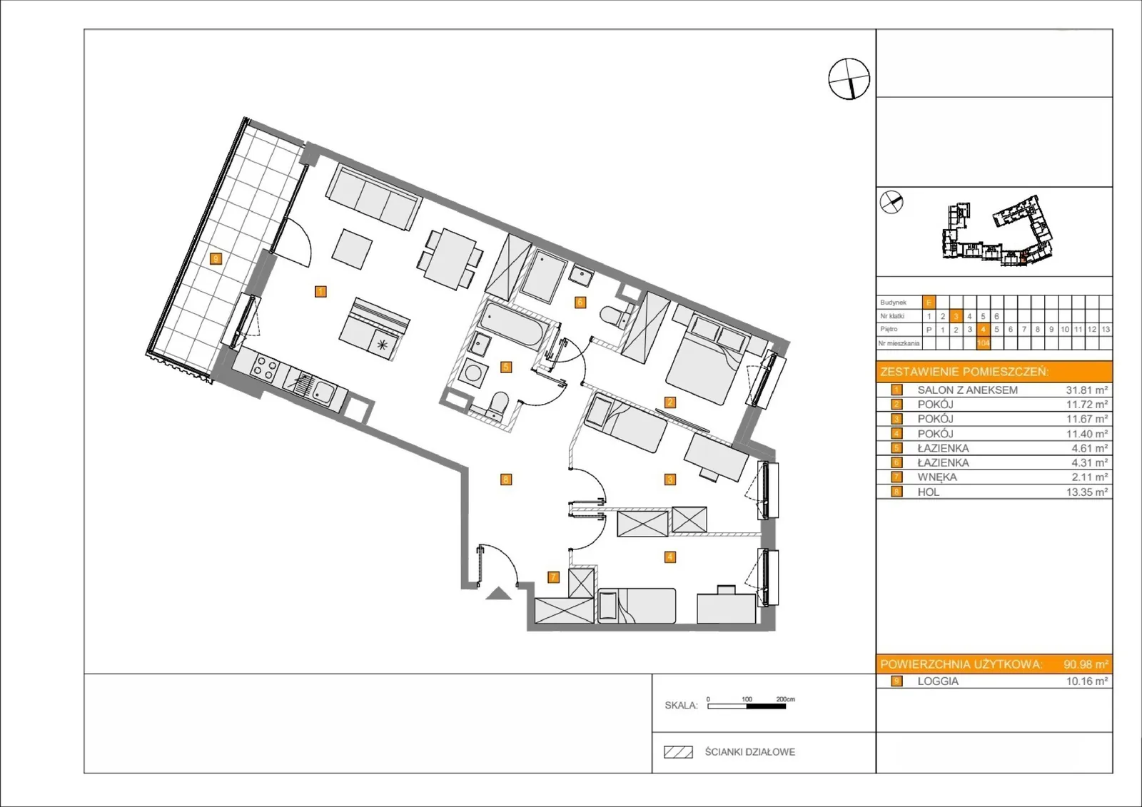 Floor plan: Apartment no. E104