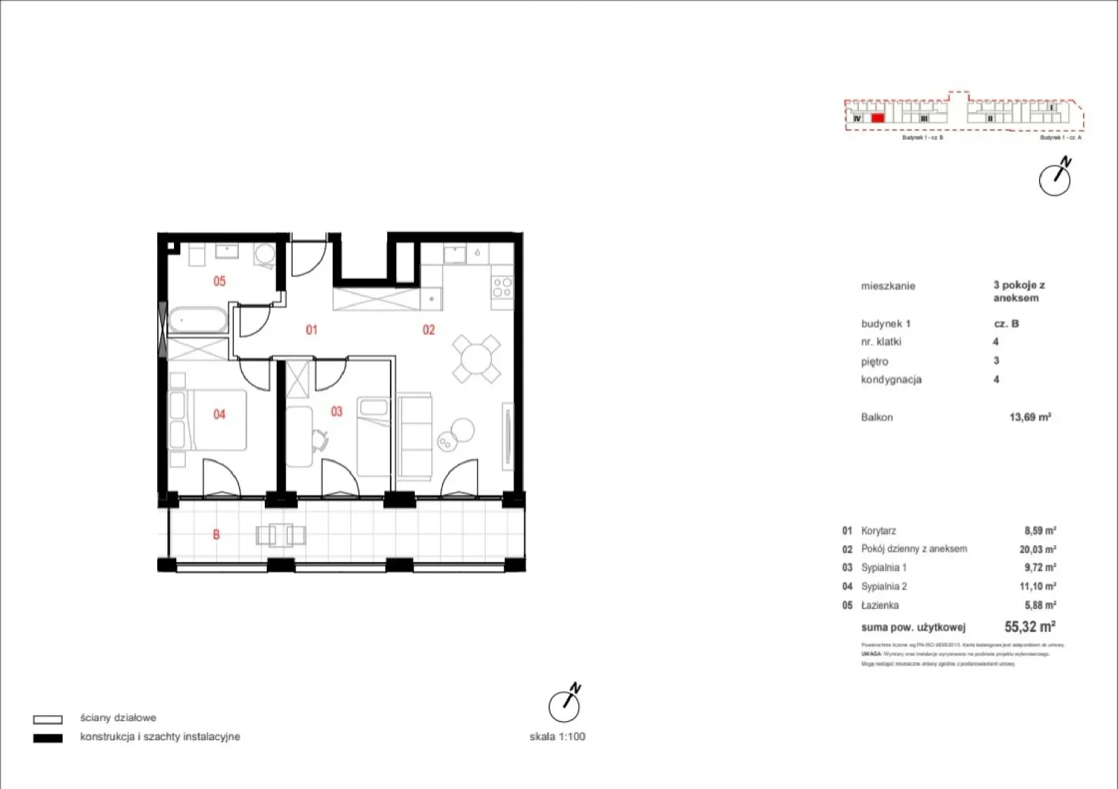 Floor plan: Apartment no. B/04/03/168