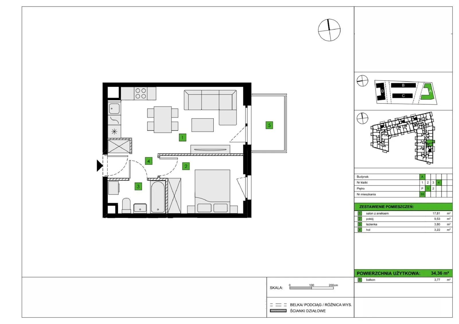 Floor plan: Apartment no. A55