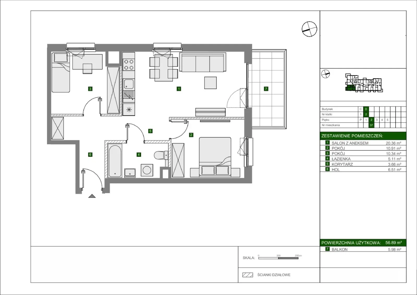 Floor plan: Apartment no. D37