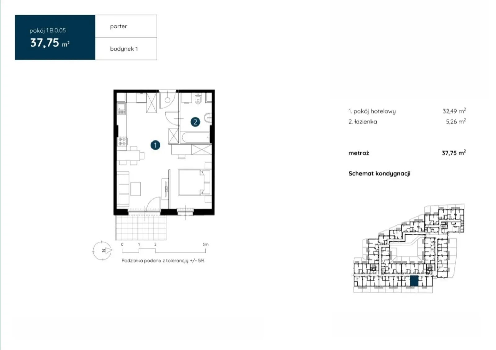 Floor plan: Apartment no. 1.B.0.05