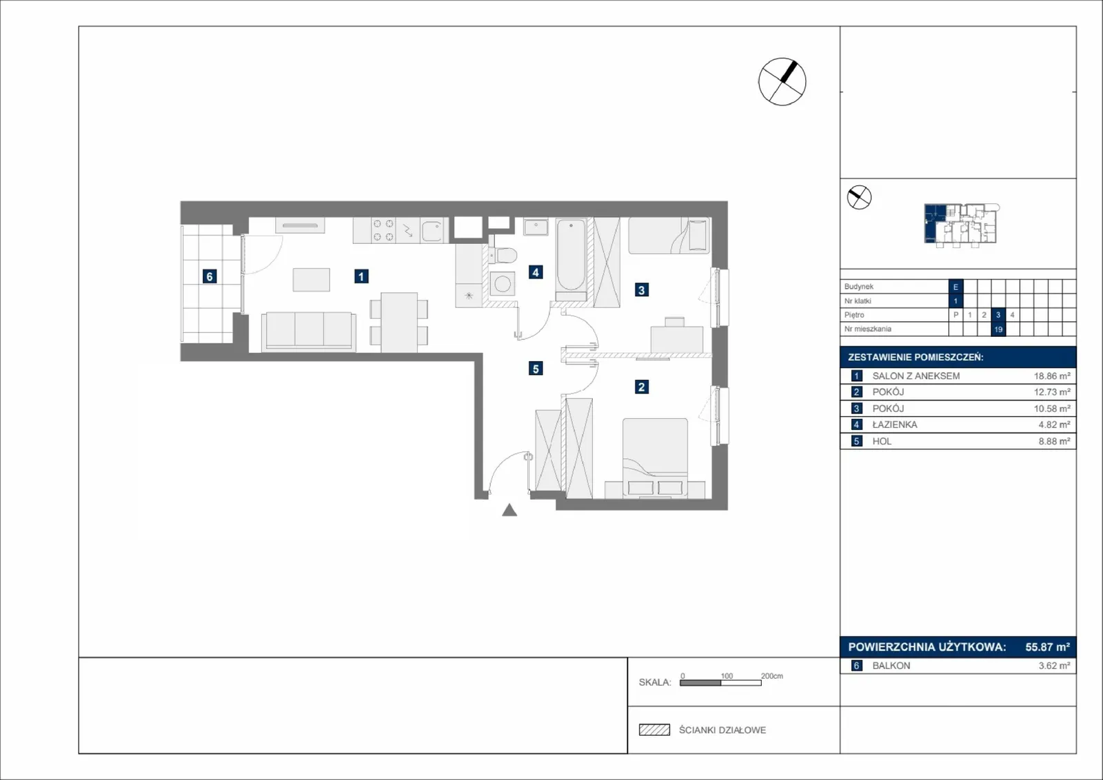 Floor plan: Apartment no. E19