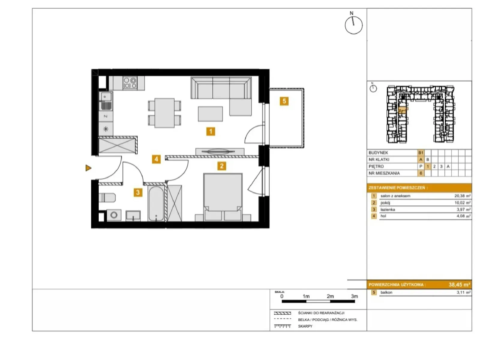 Floor plan: Apartment no. B16