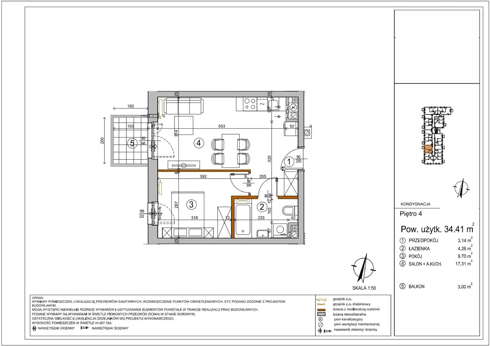 Floor plan: Apartment no. L2-52