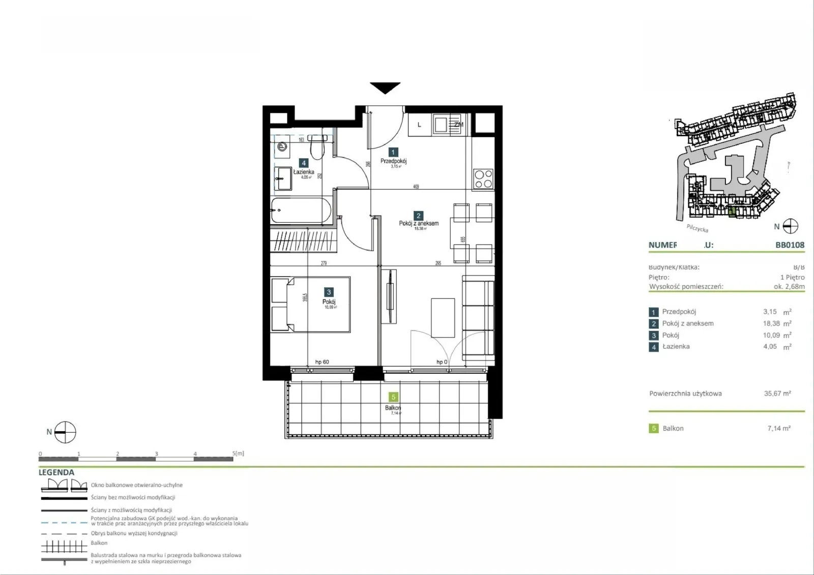Floor plan: Apartment no. BB0108