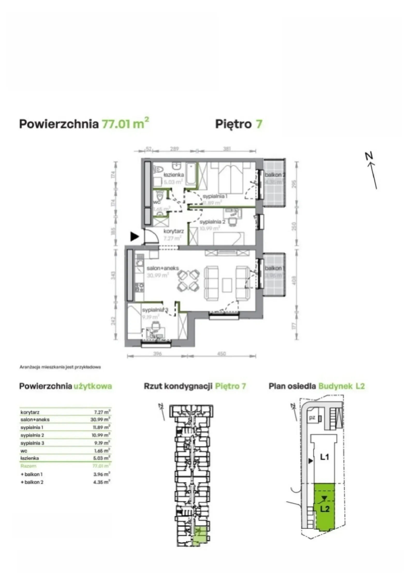 Floor plan: Apartment no. L2/7/62