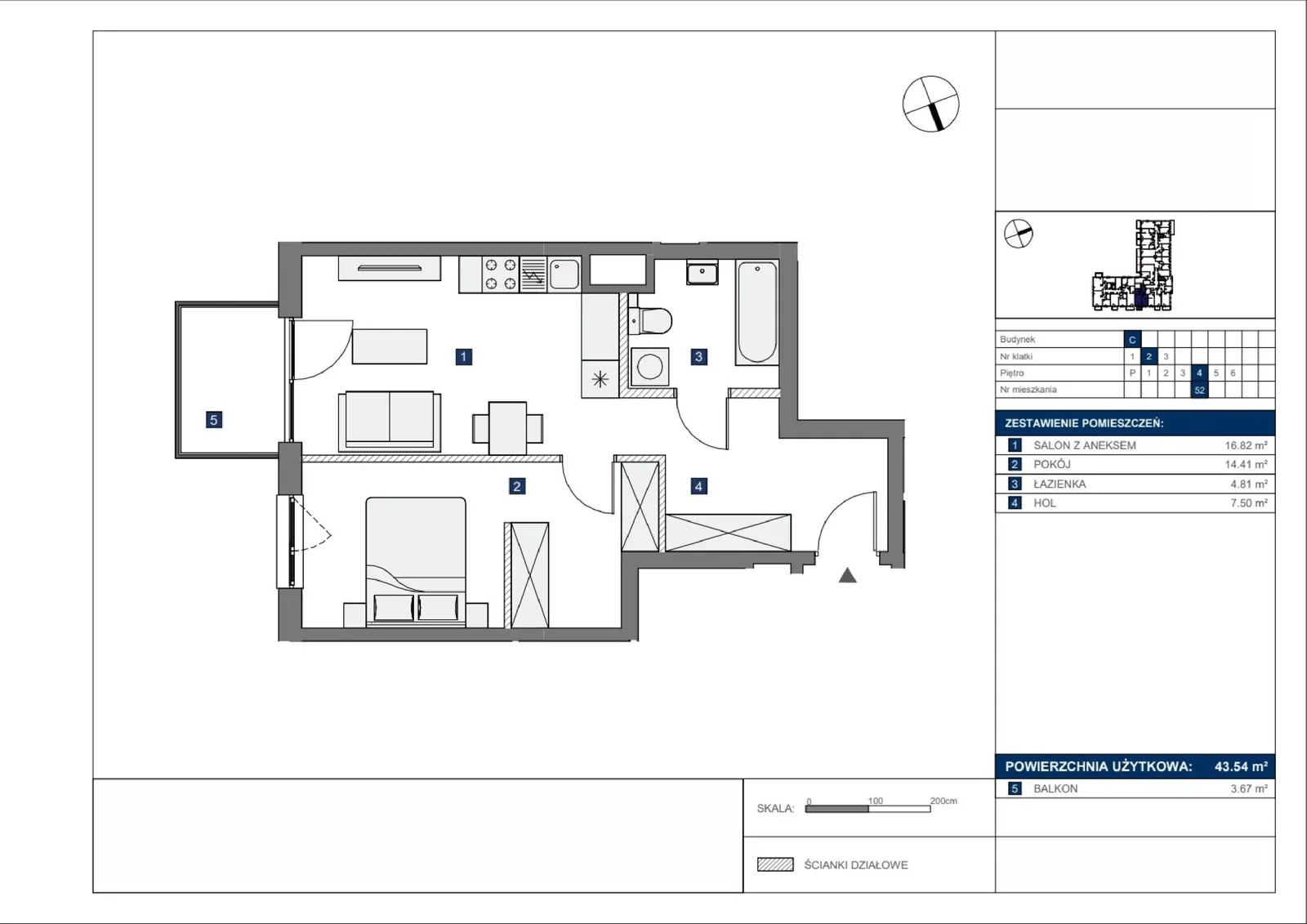 Floor plan: Apartment no. C52