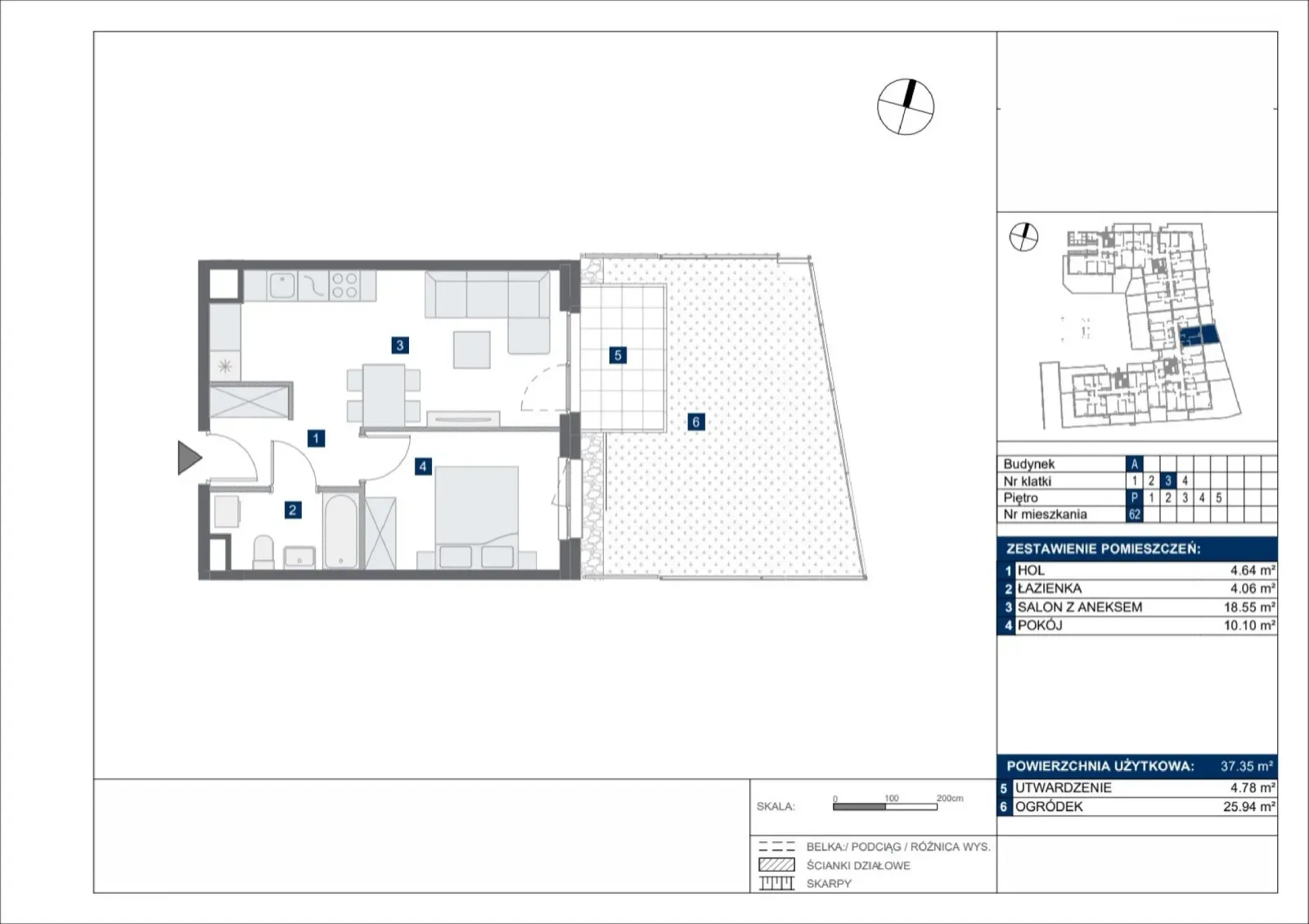 Floor plan: Apartment no. A62