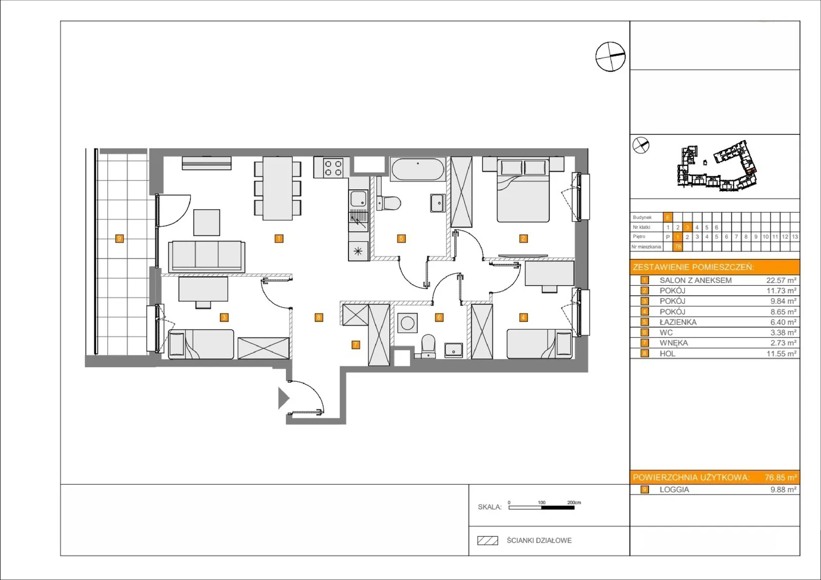 Floor plan: Apartment no. E78