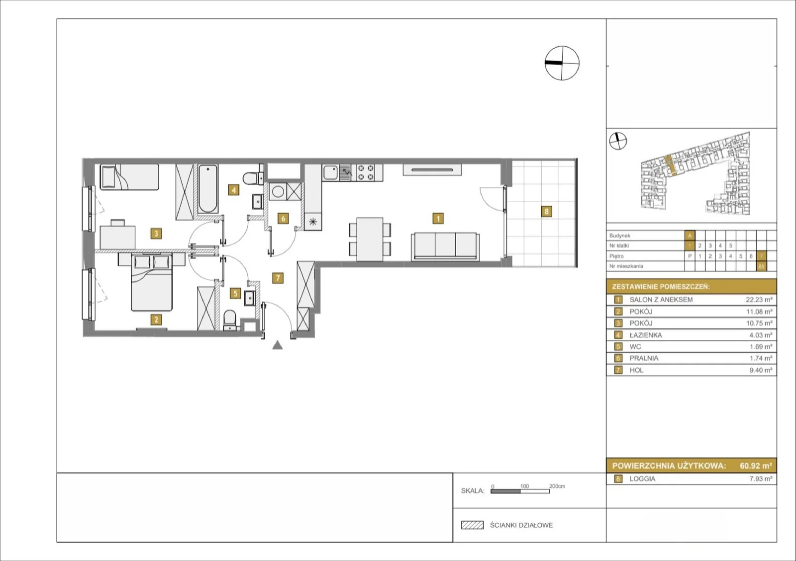 Floor plan: Apartment no. A85