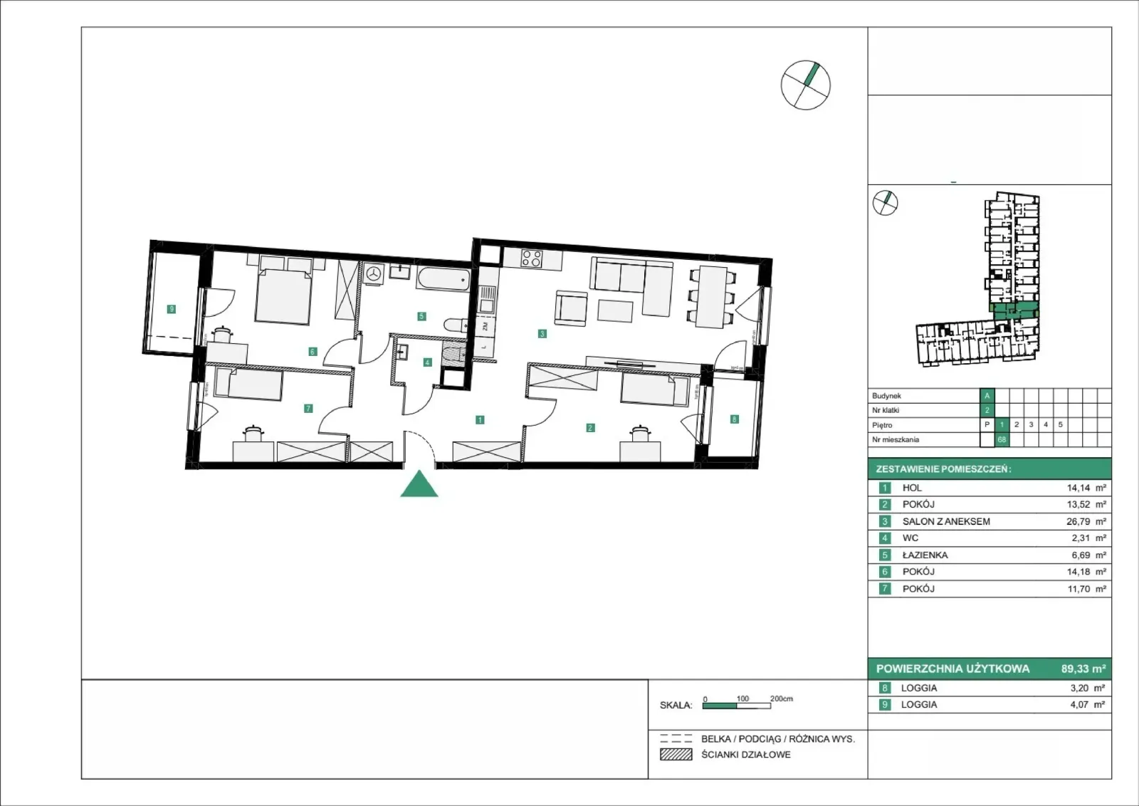 Floor plan: Apartment no. A68