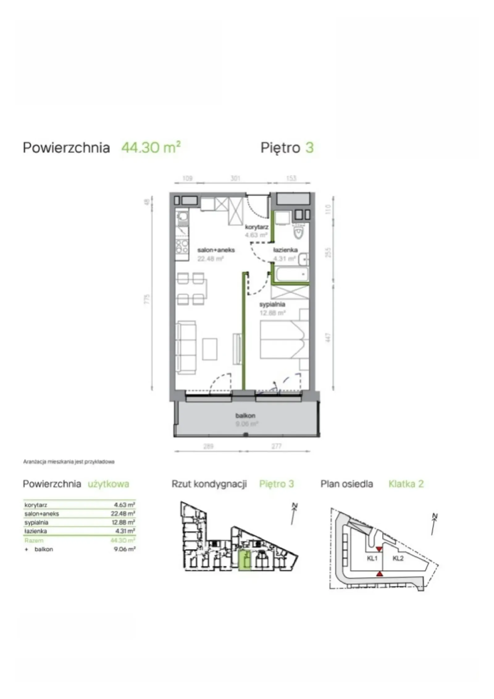 Floor plan: Apartment no. K2/3/14