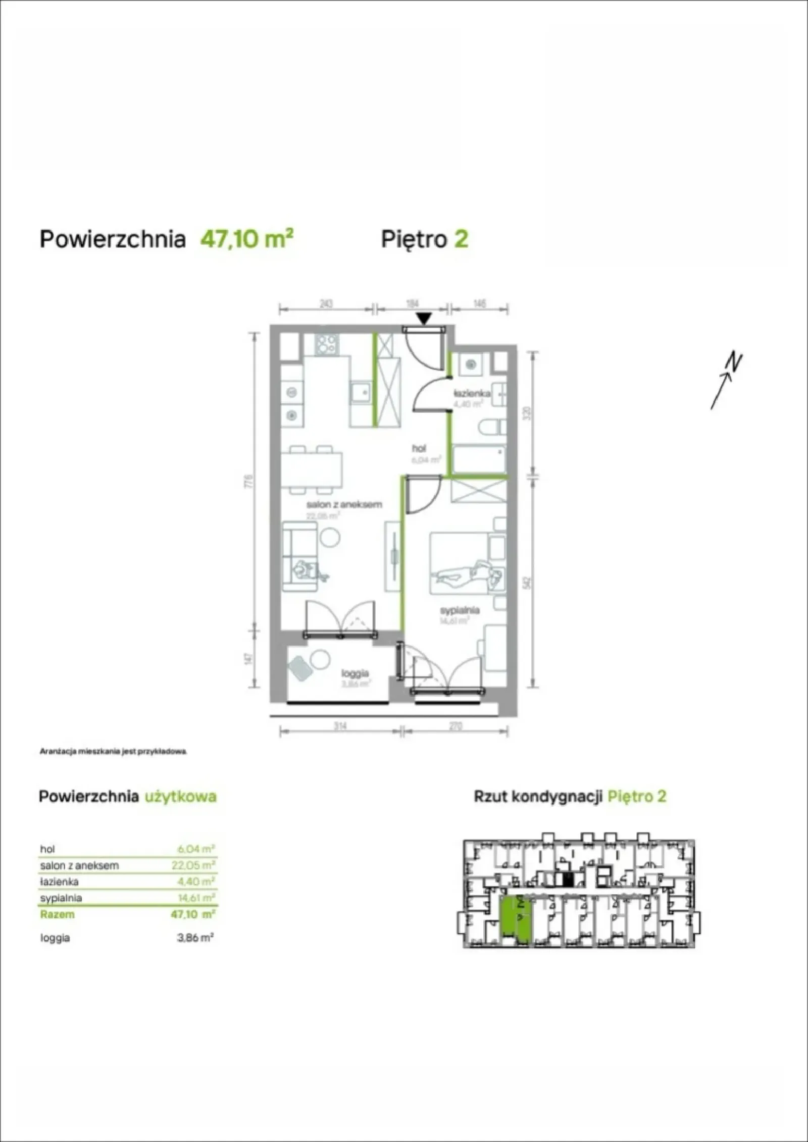 Floor plan: Apartment no. 2/A/01
