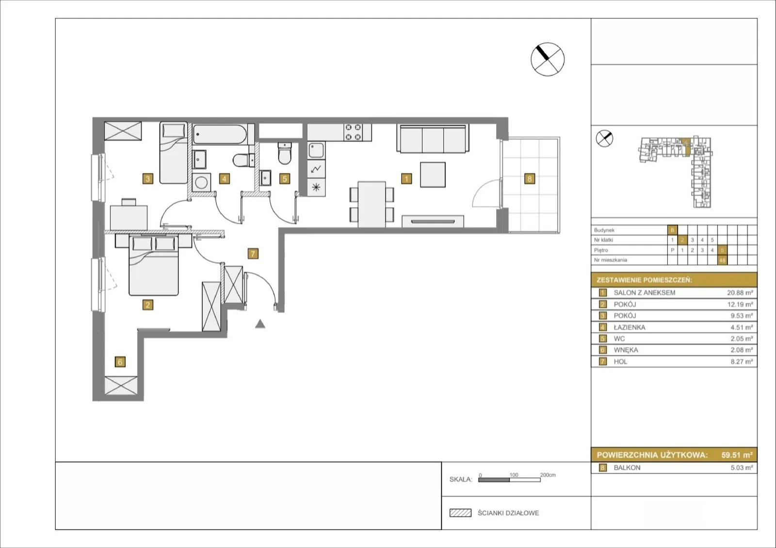 Floor plan: Apartment no. B48