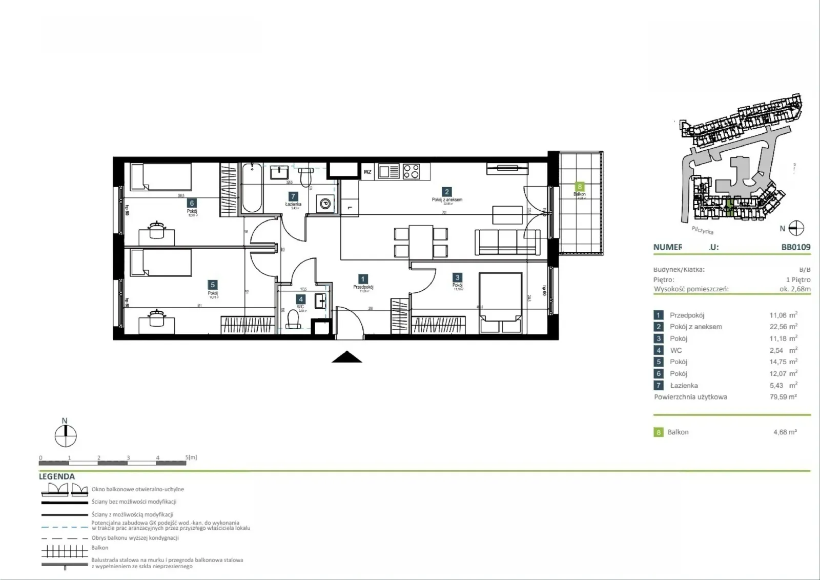Floor plan: Apartment no. BB0109