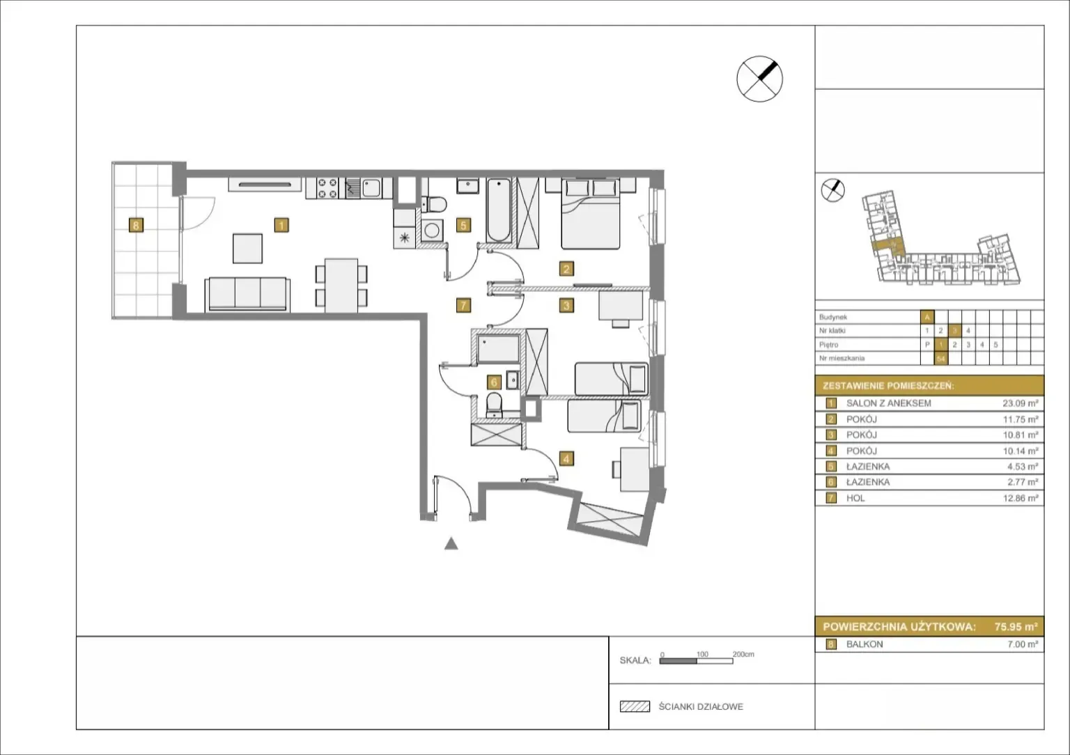 Floor plan: Apartment no. A54