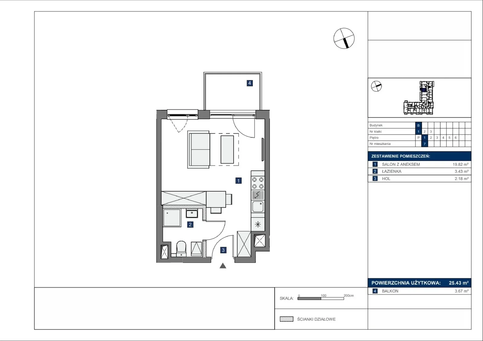 Floor plan: Apartment no. B7