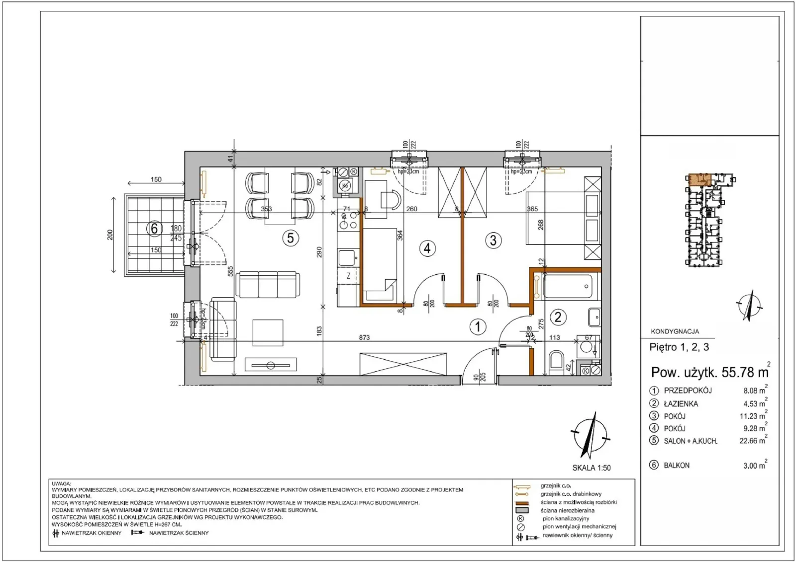 Floor plan: Apartment no. L2-45