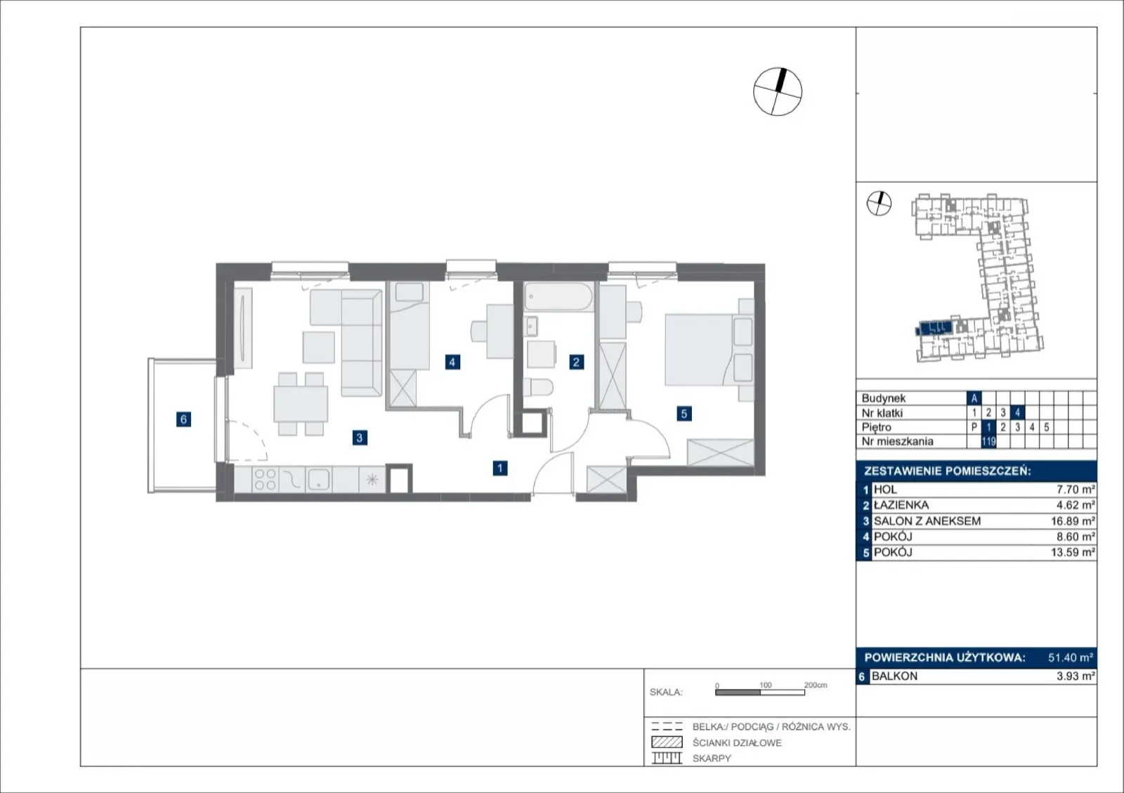 Floor plan: Apartment no. A119