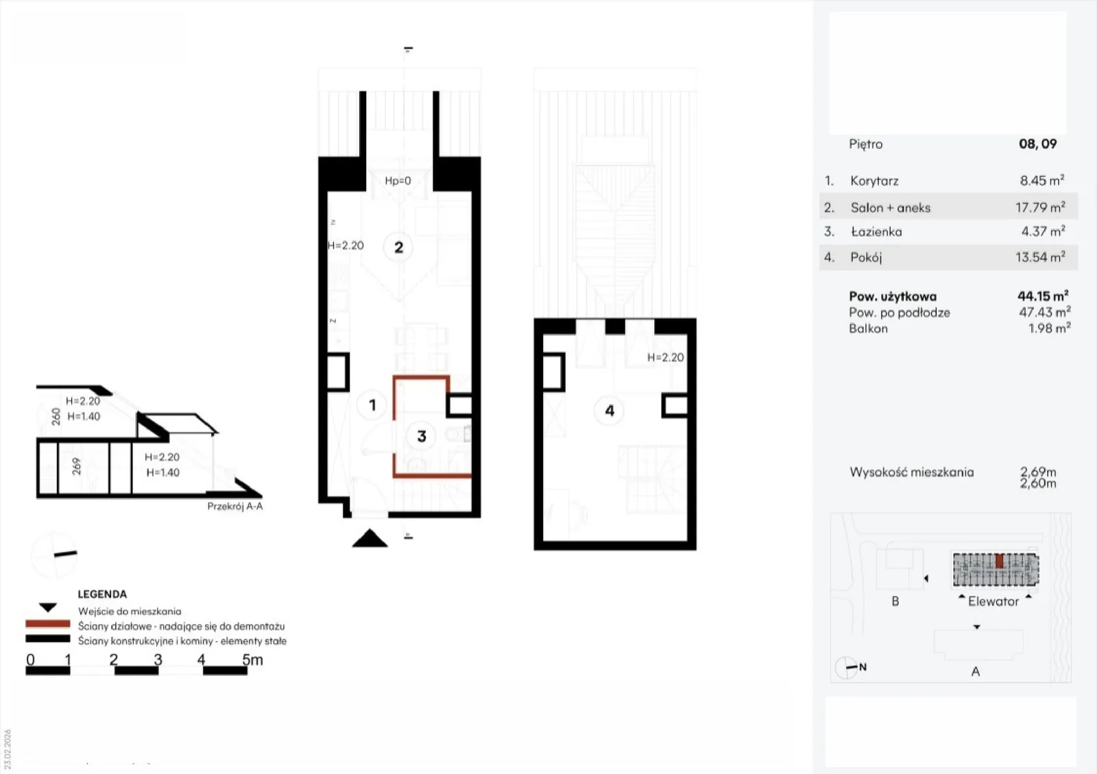 Floor plan: Apartment no. EZ.2.8.88