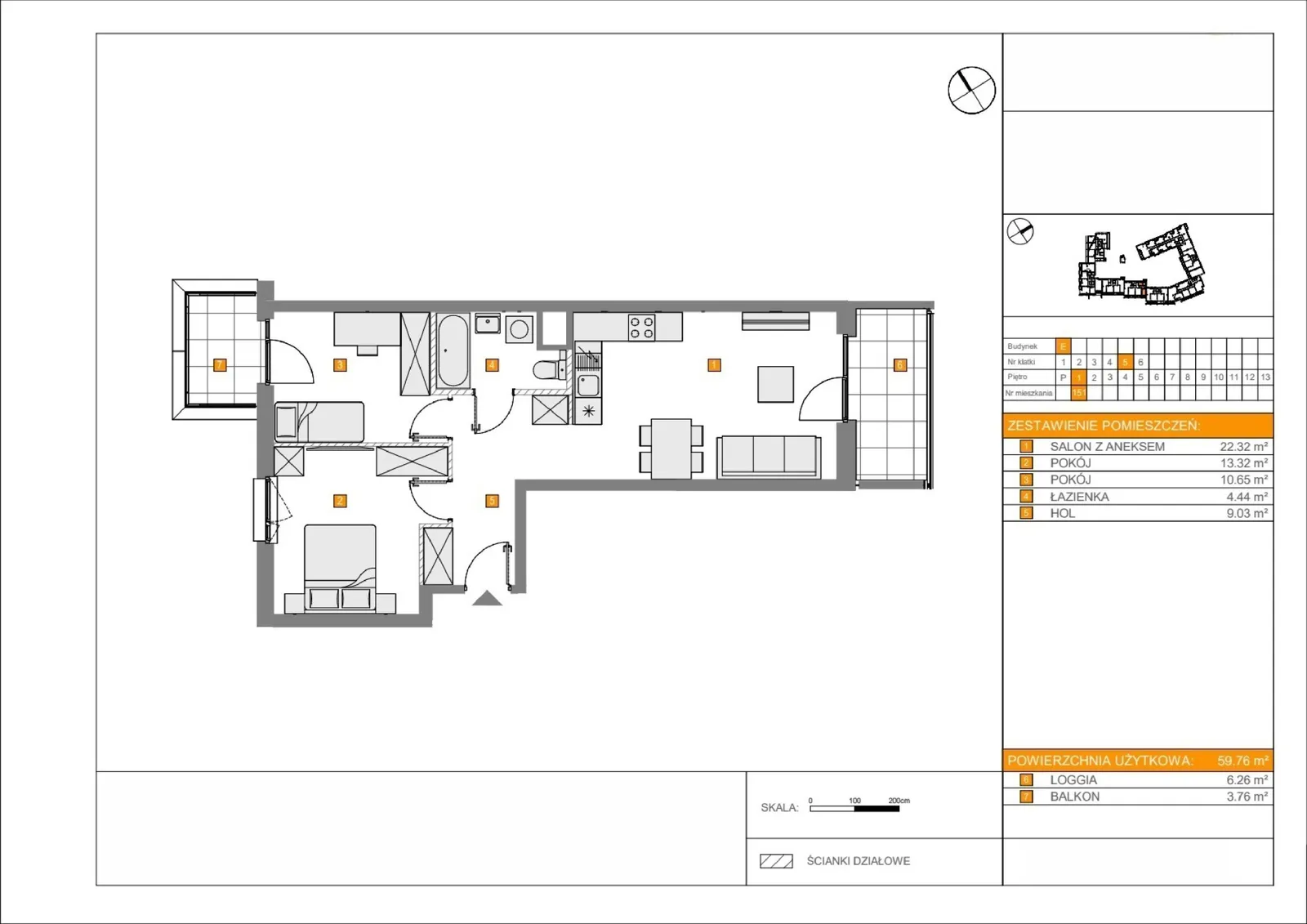 Floor plan: Apartment no. E151