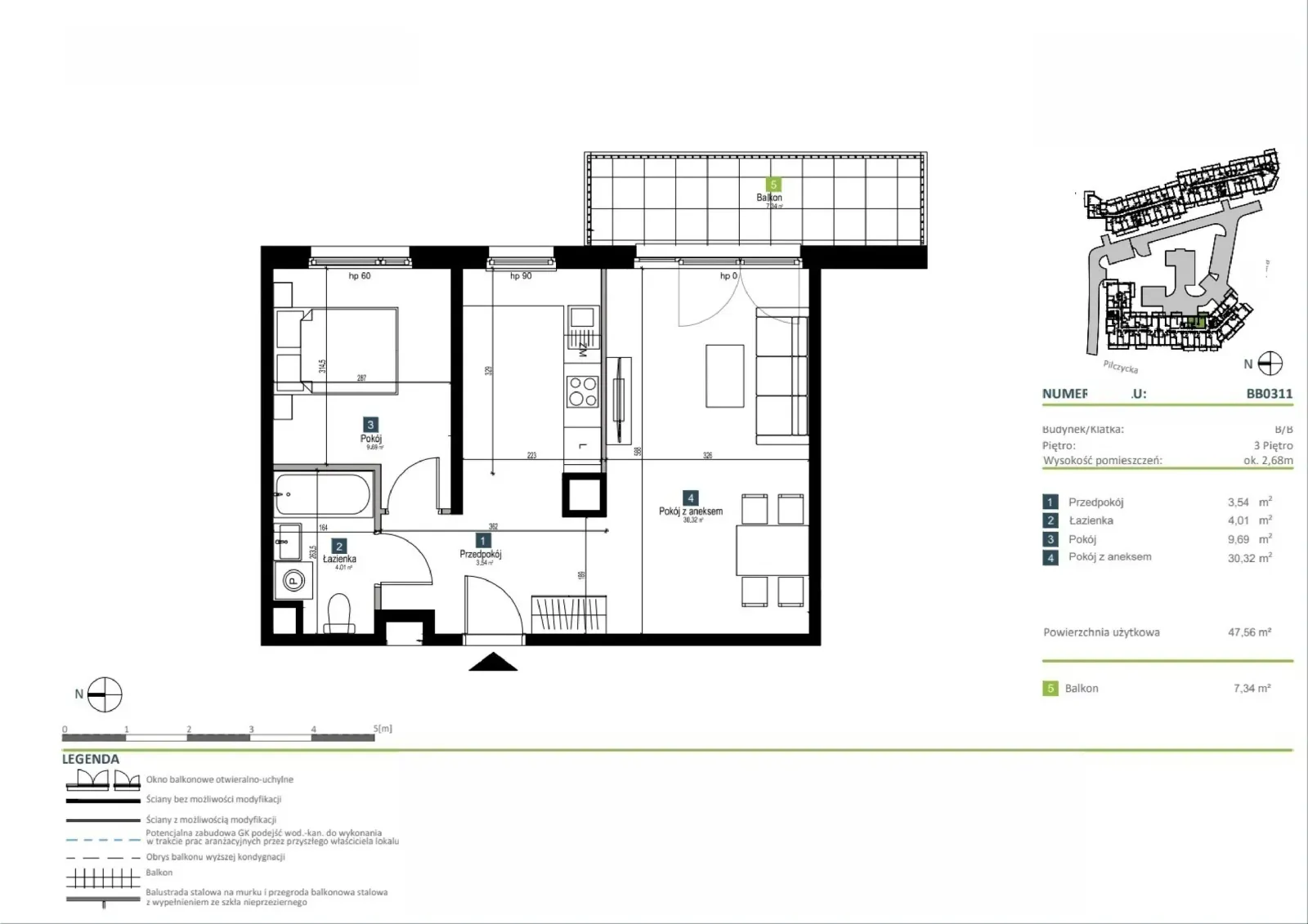Floor plan: Apartment no. BB0311