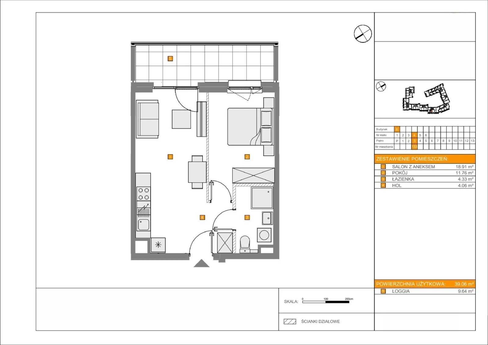 Floor plan: Apartment no. E133