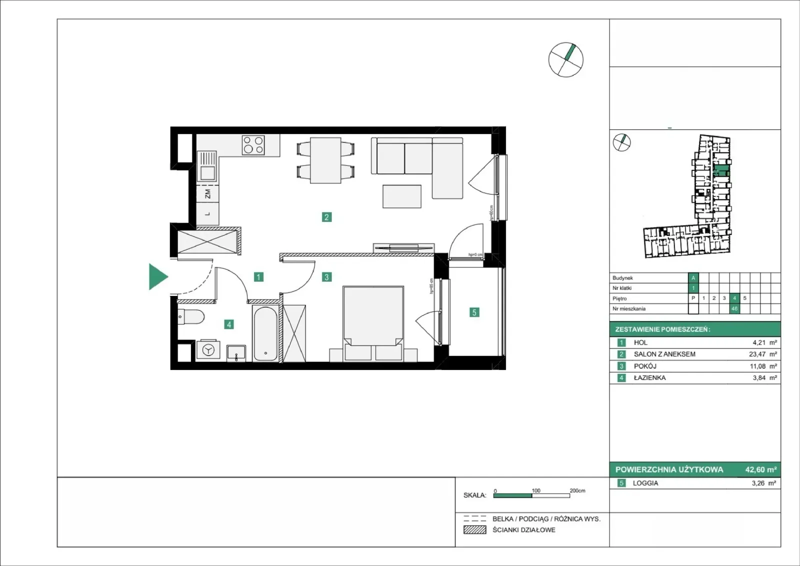 Floor plan: Apartment no. A46