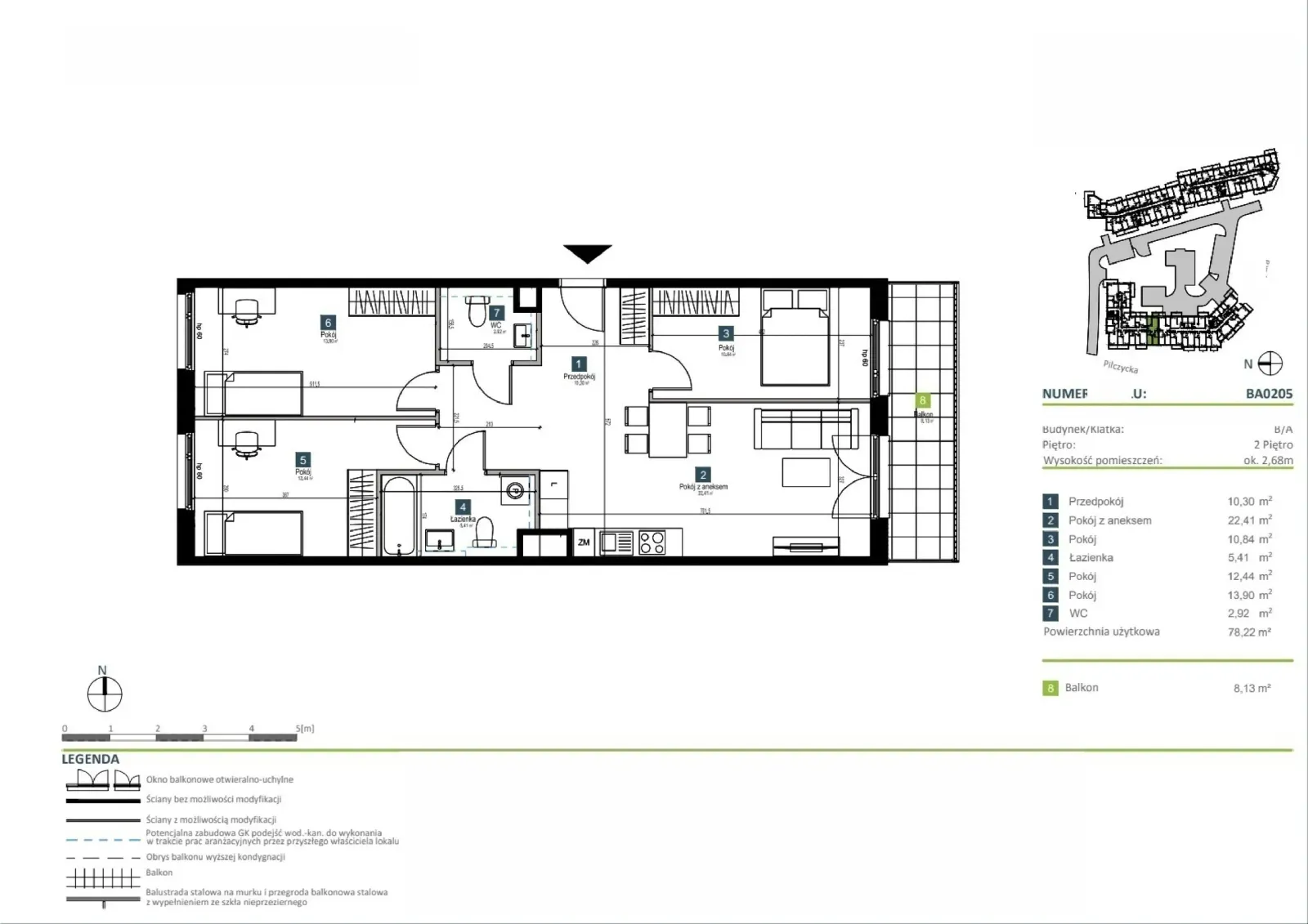 Floor plan: Apartment no. BA0205
