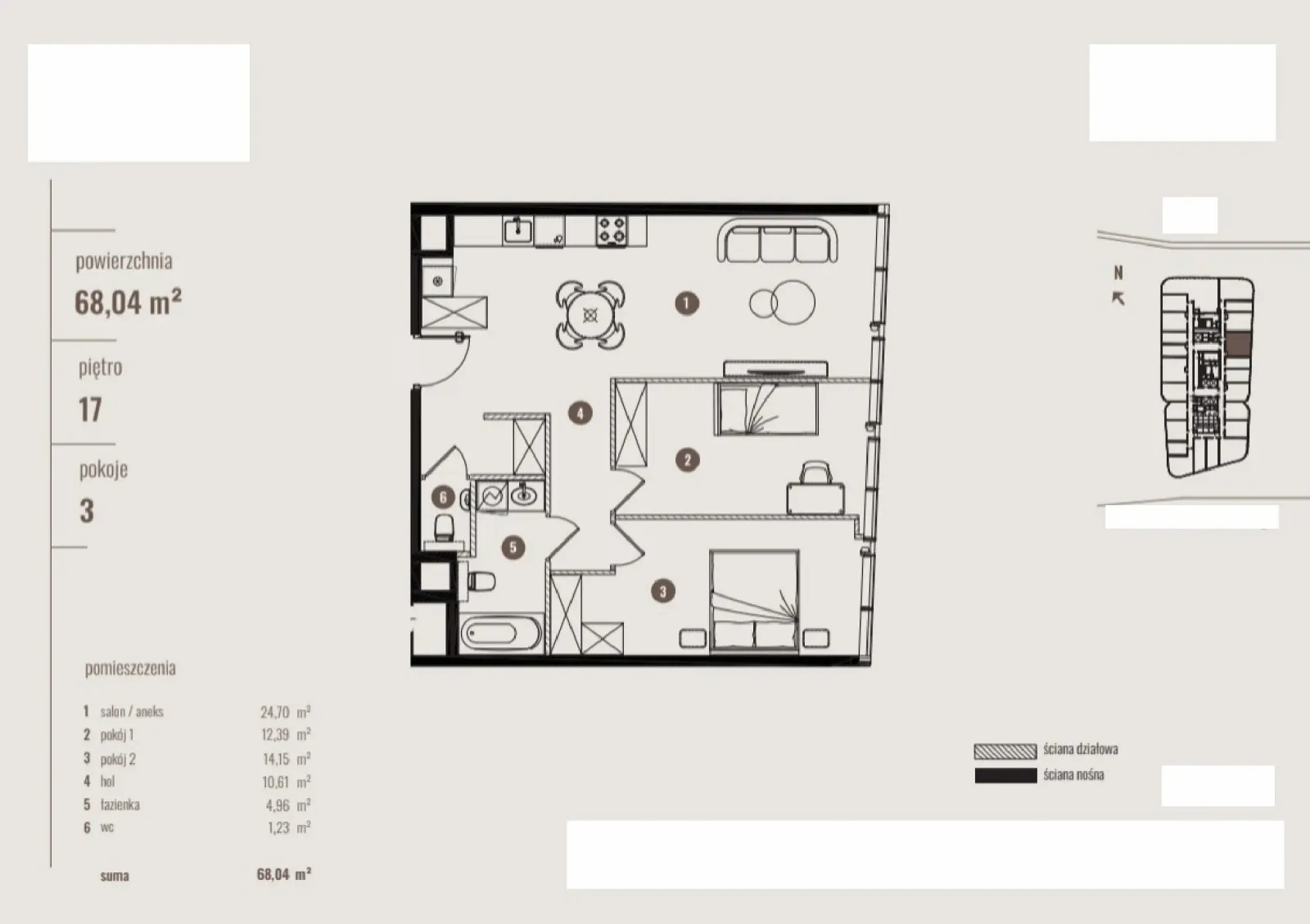 Floor plan: Apartment no. B/17.04