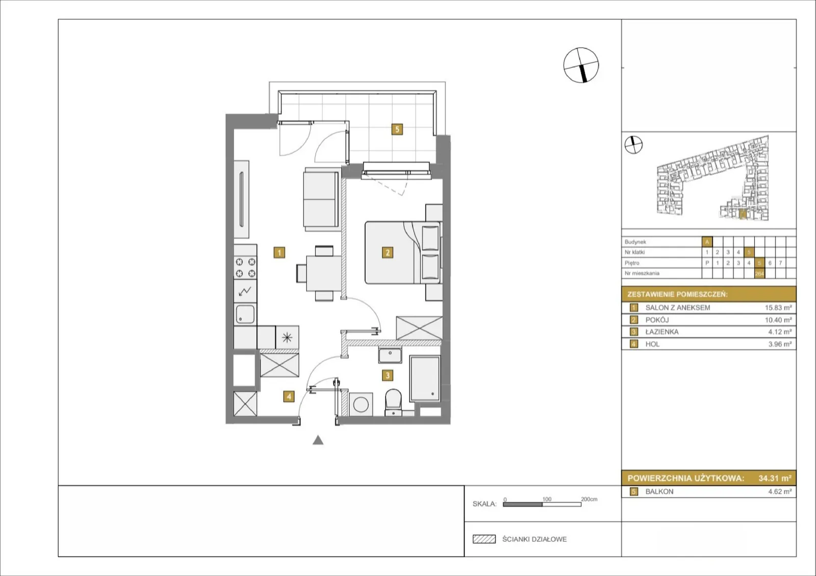 Floor plan: Apartment no. A264