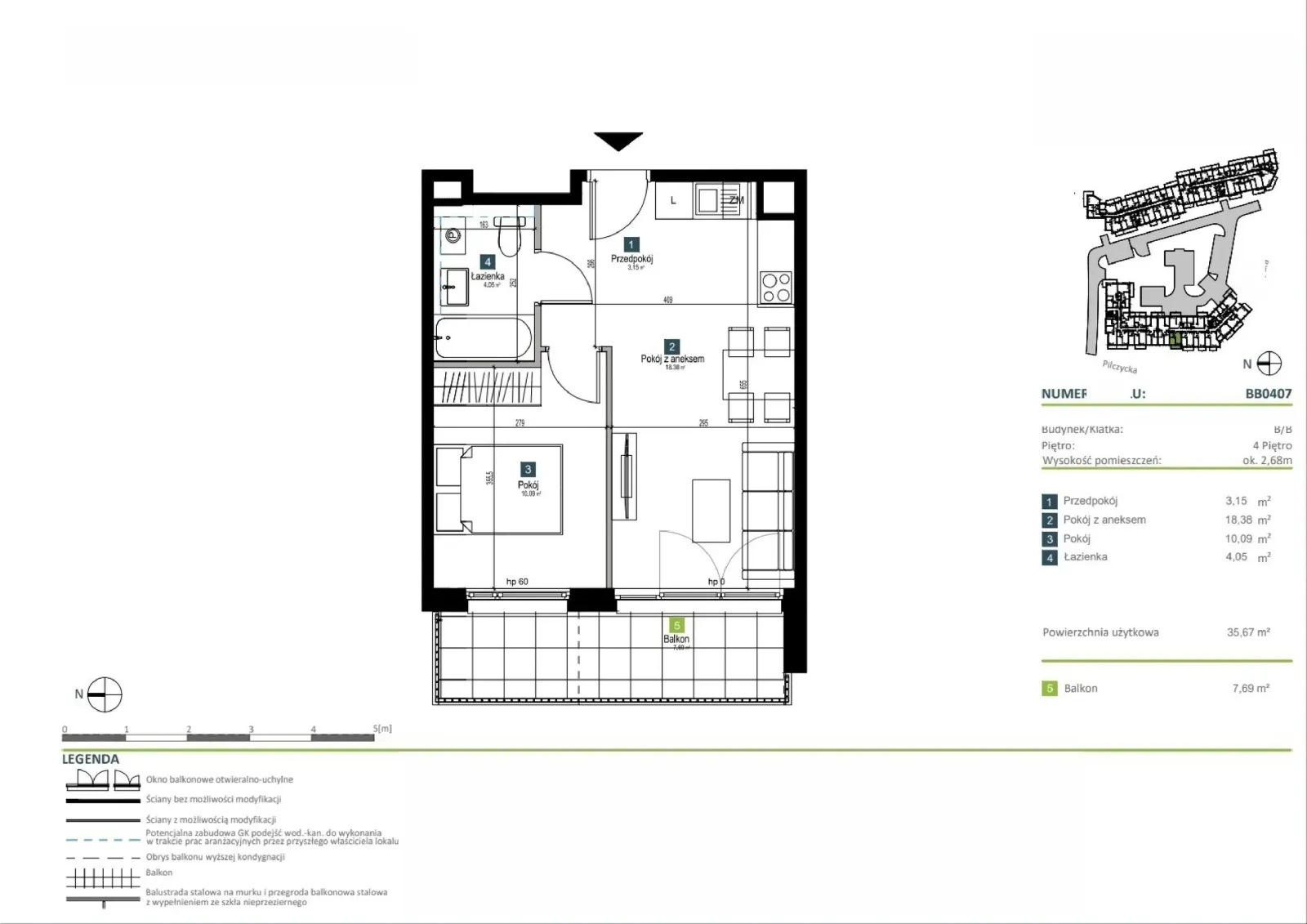 Floor plan: Apartment no. BB0407