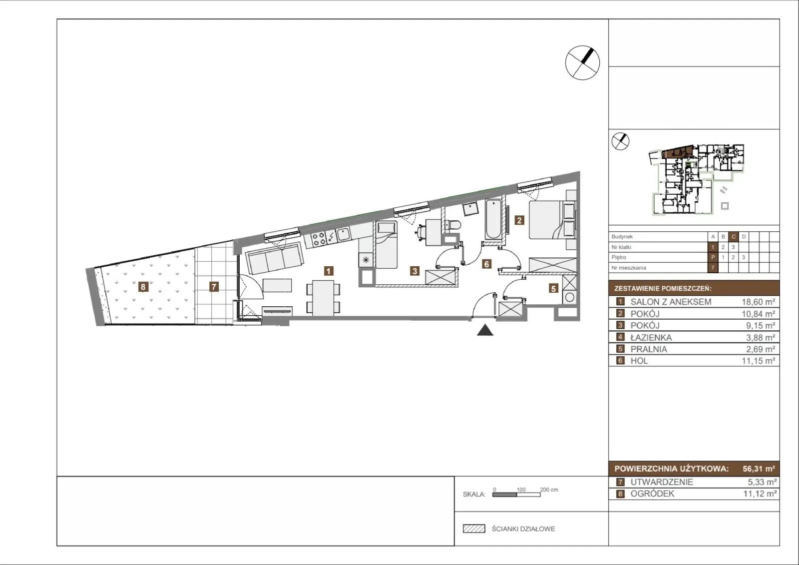 Floor plan: Apartment no. C7