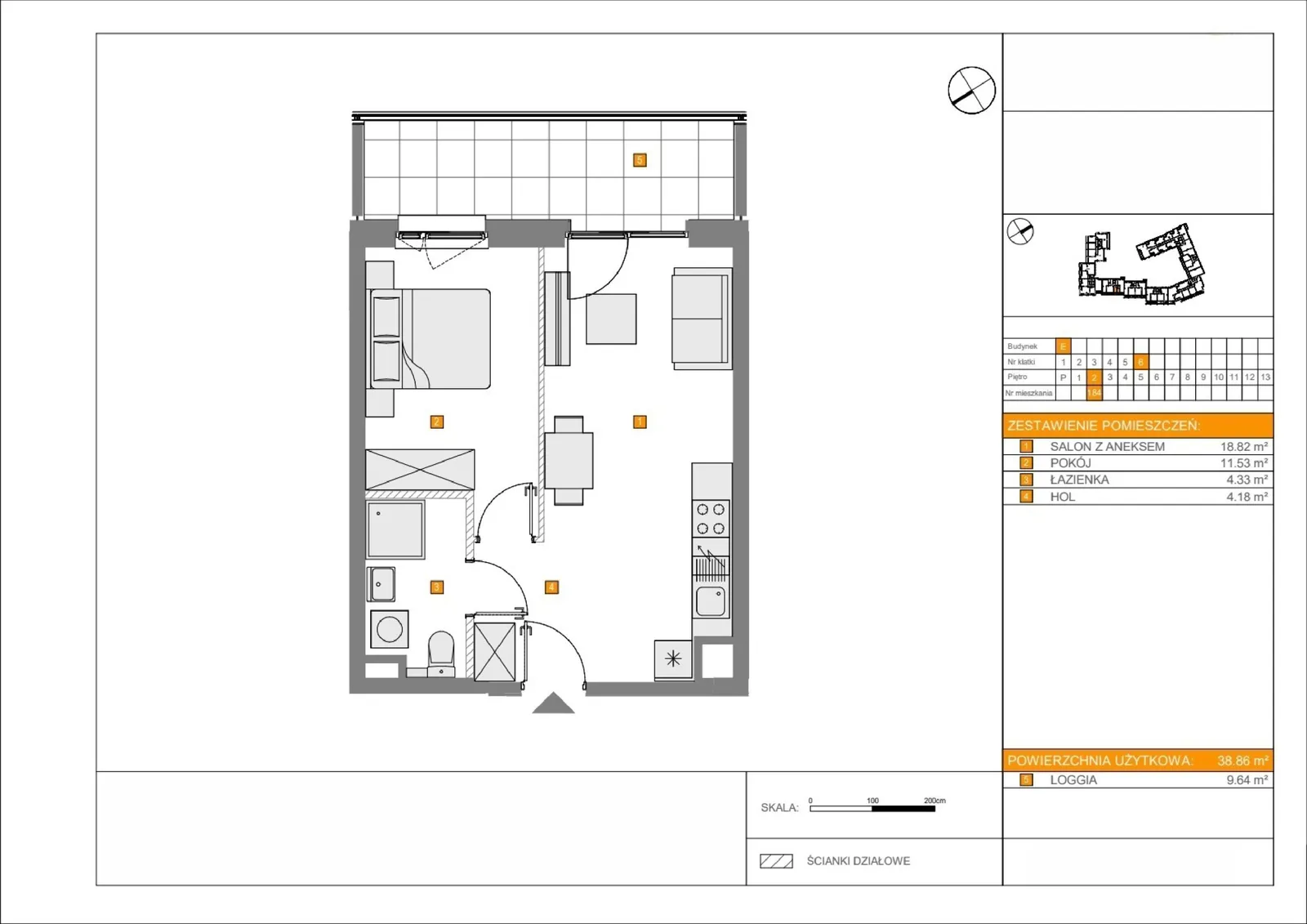 Floor plan: Apartment no. E184