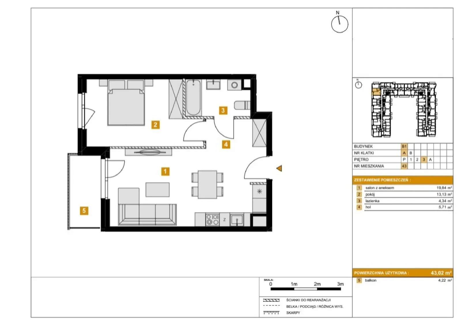 Floor plan: Apartment no. B143