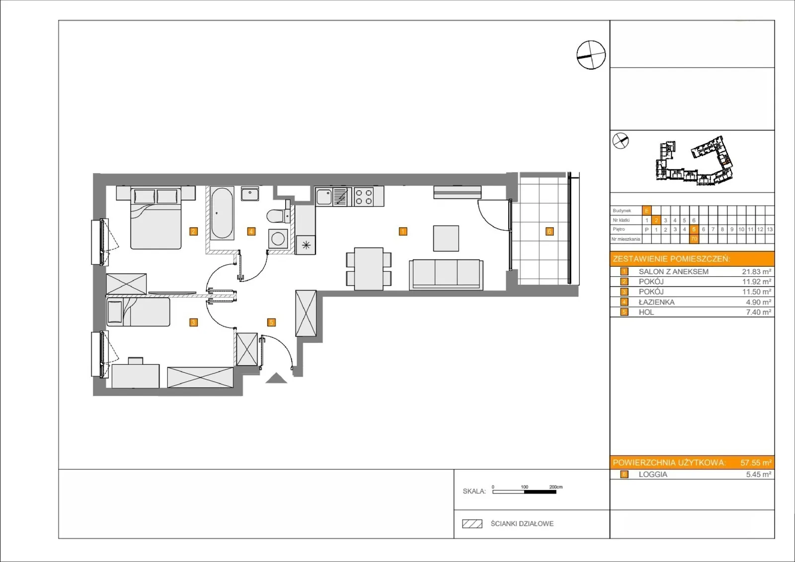 Floor plan: Apartment no. E70
