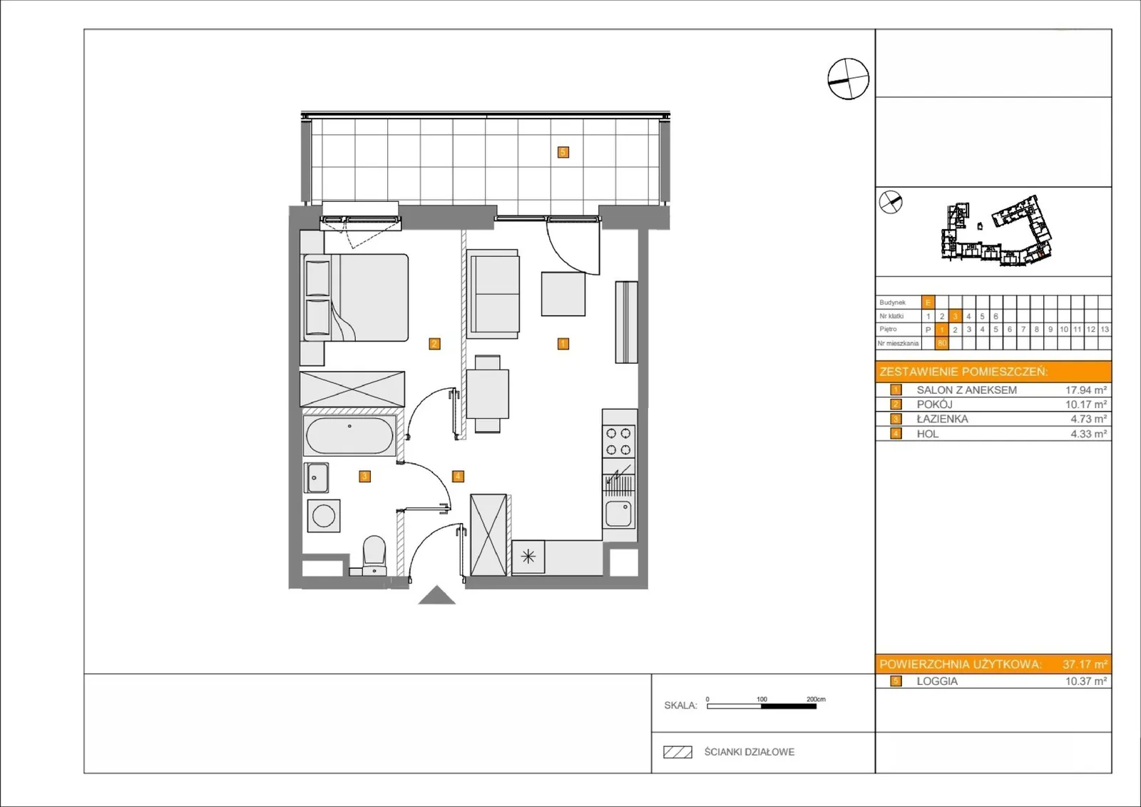 Floor plan: Apartment no. E80