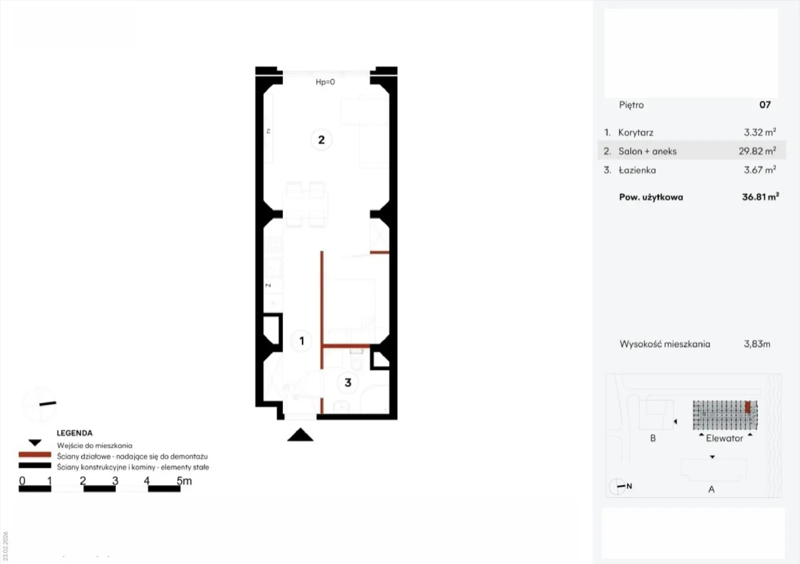 Floor plan: Apartment no. EZ.2.7.80