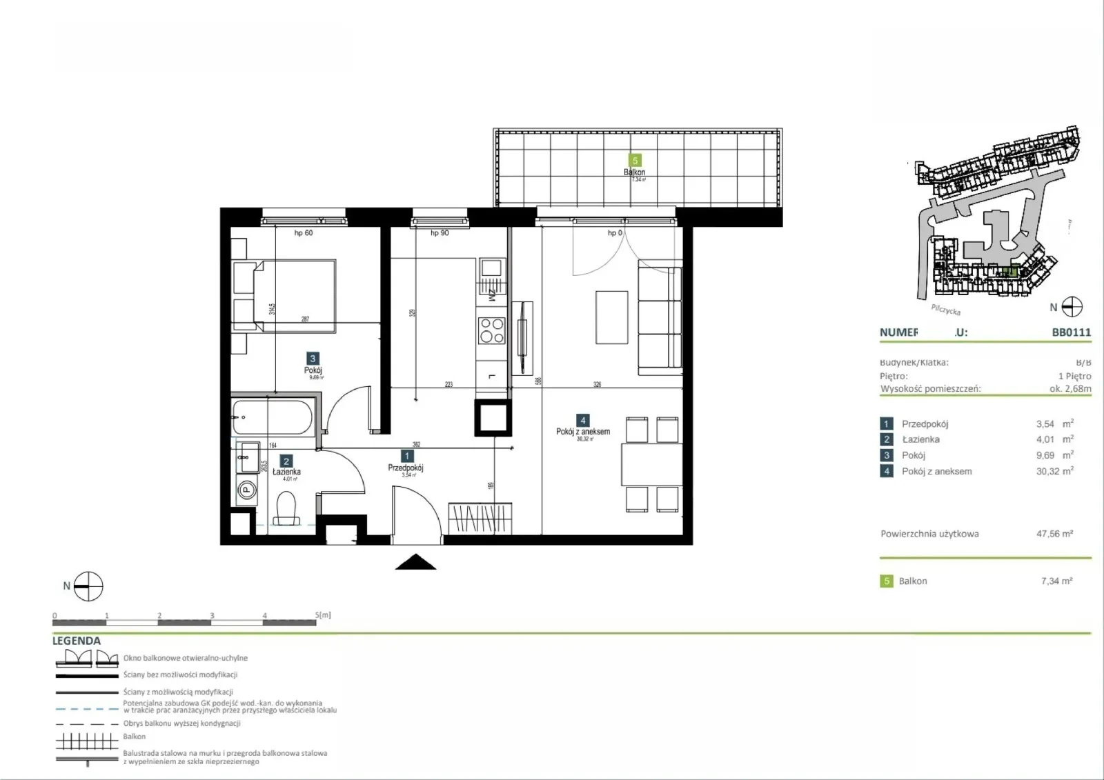Floor plan: Apartment no. BB0111