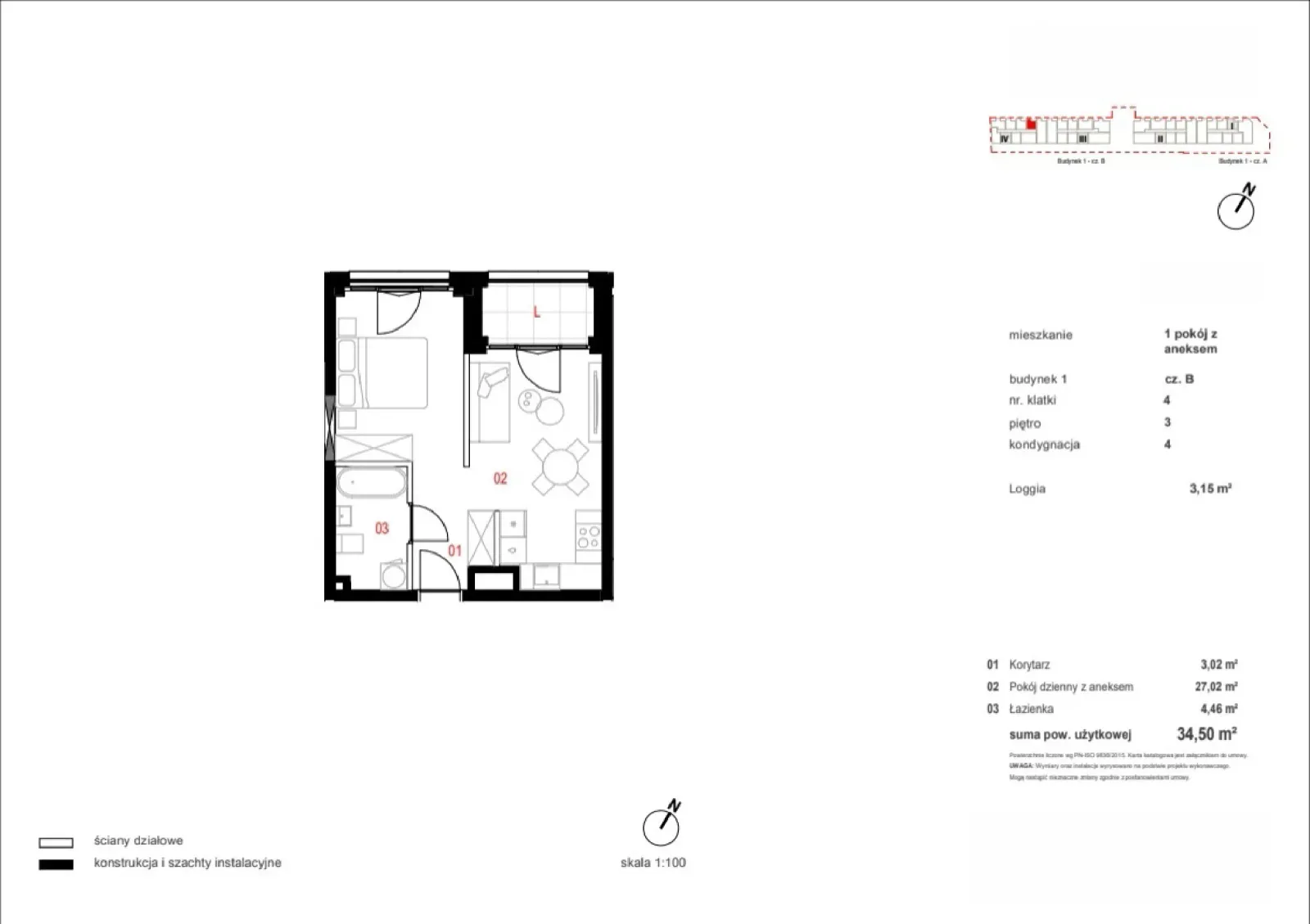 Floor plan: Apartment no. B/04/03/166