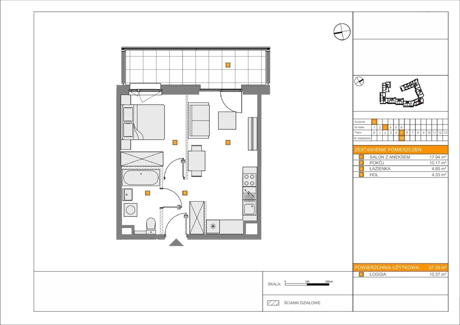 Floor plan: Apartment no. E108